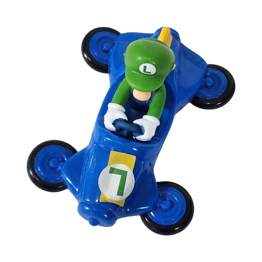 Nintendo Mario Kart Luigi Blue Racing Kart Mini Figure Toy Collectible 2 Inch